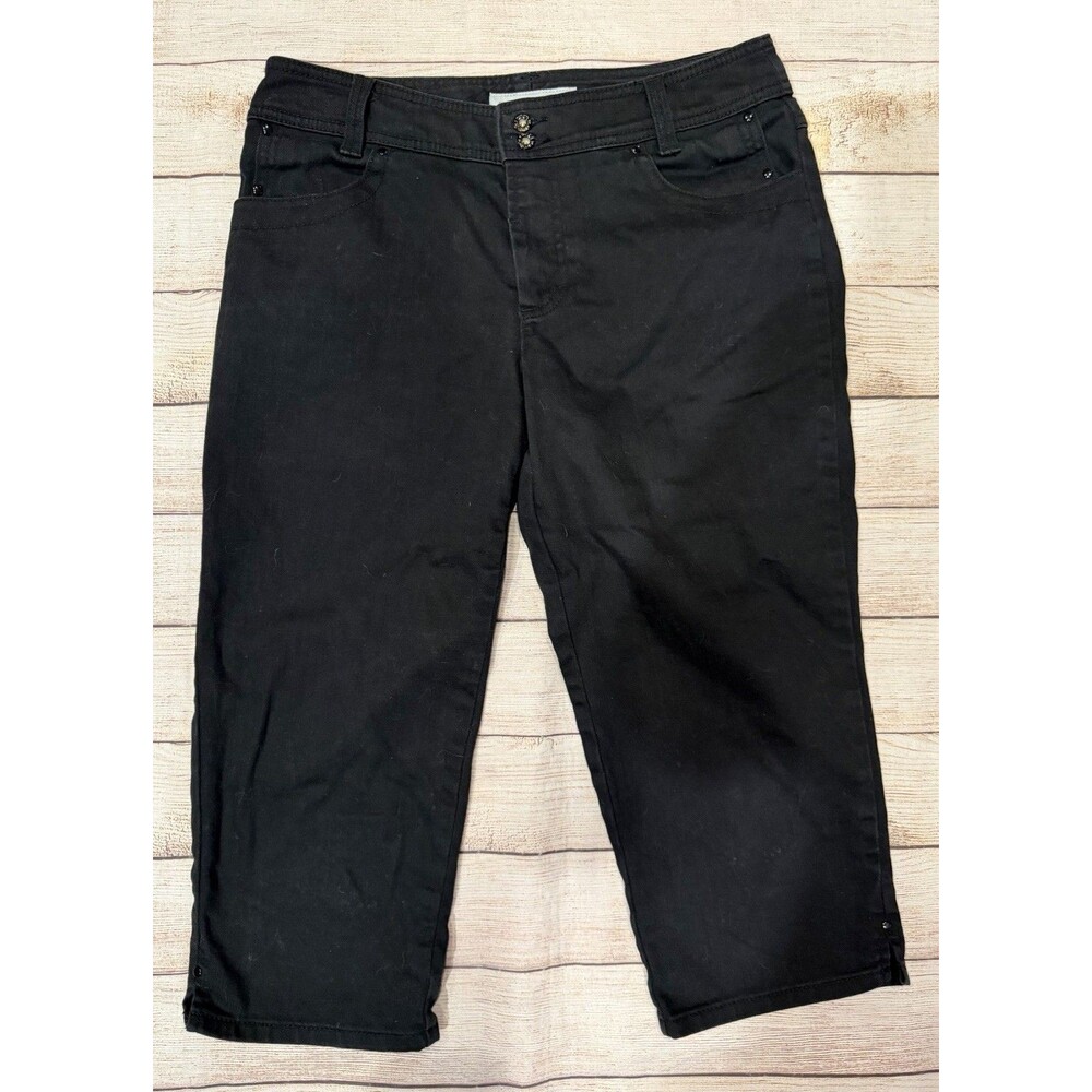 Womens CHICO'S PLATINUM JEANS Crop Black Stretch SIZE 0.5 Small
